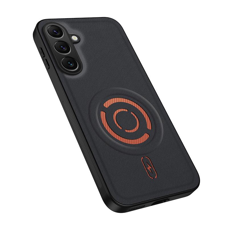 For Galaxy A16 5G / 4G WANLONFENG Tech Fabric Texture Magnetic PC Hybrid TPU Phone Case(Black)