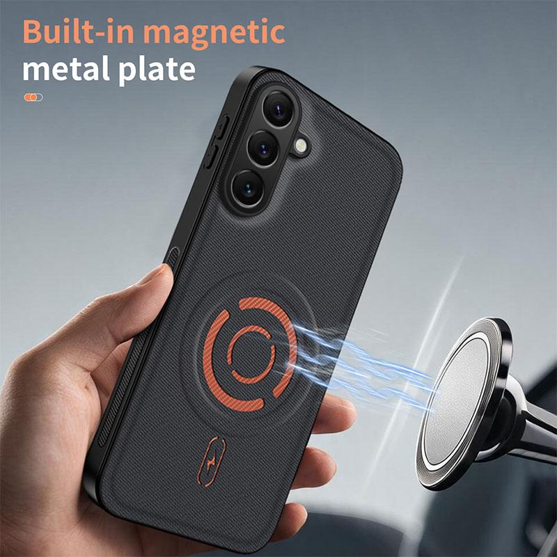 For Galaxy A16 5G / 4G WANLONFENG Tech Fabric Texture Magnetic PC Hybrid TPU Phone Case(Coffee)