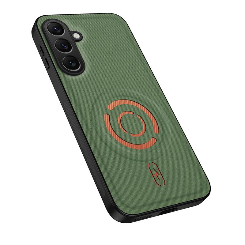 For Galaxy A16 5G / 4G WANLONFENG Tech Fabric Texture Magnetic PC Hybrid TPU Phone Case(Green)