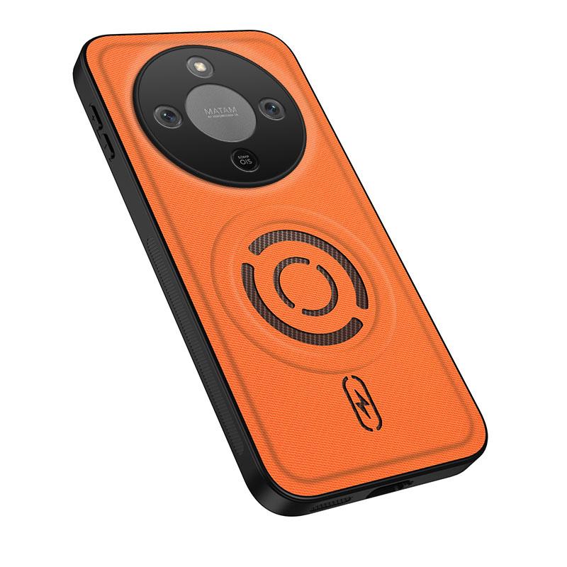 For Honor Magic8 Lite / X9d / X70 5G WANLONFENG Tech Fabric Texture Magnetic PC Hybrid TPU Phone Case - Orange - EDA009908801A