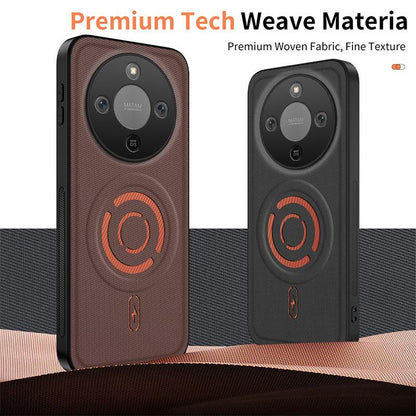 For Honor Magic8 Lite / X9d / X70 5G WANLONFENG Tech Fabric Texture Magnetic PC Hybrid TPU Phone Case - Orange - EDA009908801A