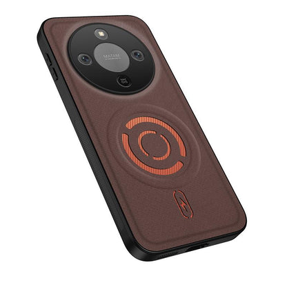For Honor Magic8 Lite / X9d / X70 5G WANLONFENG Tech Fabric Texture Magnetic PC Hybrid TPU Phone Case - Coffee - EDA009908801C