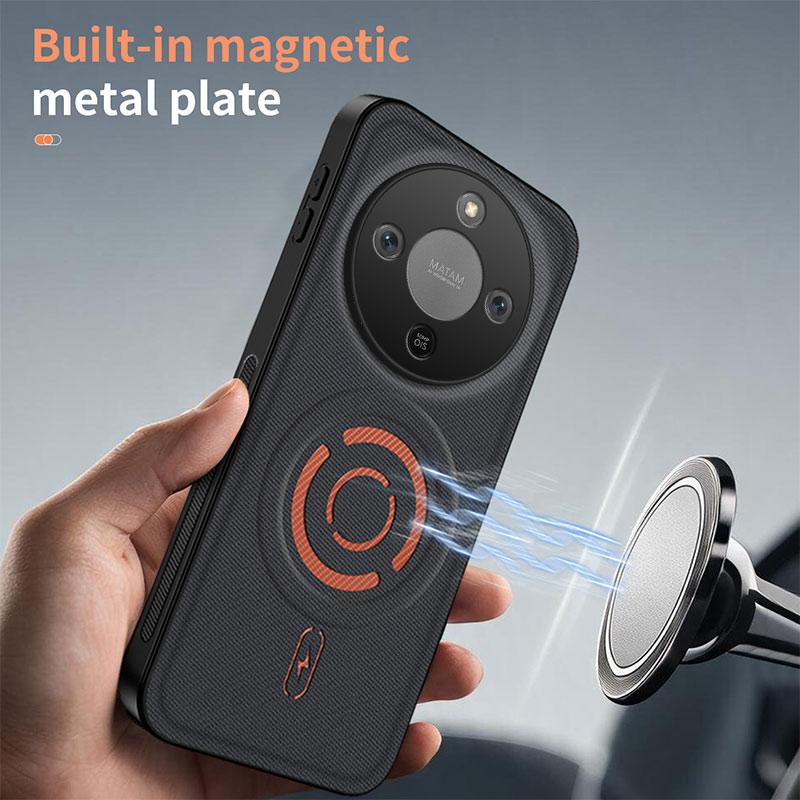 For Honor Magic8 Lite / X9d / X70 5G WANLONFENG Tech Fabric Texture Magnetic PC Hybrid TPU Phone Case - Coffee - EDA009908801C