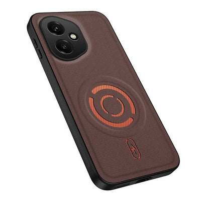 For Honor 400 Global 156.5mm WANLONFENG Tech Fabric Texture Magnetic PC Hybrid TPU Phone Case - Coffee - EDA009908802C