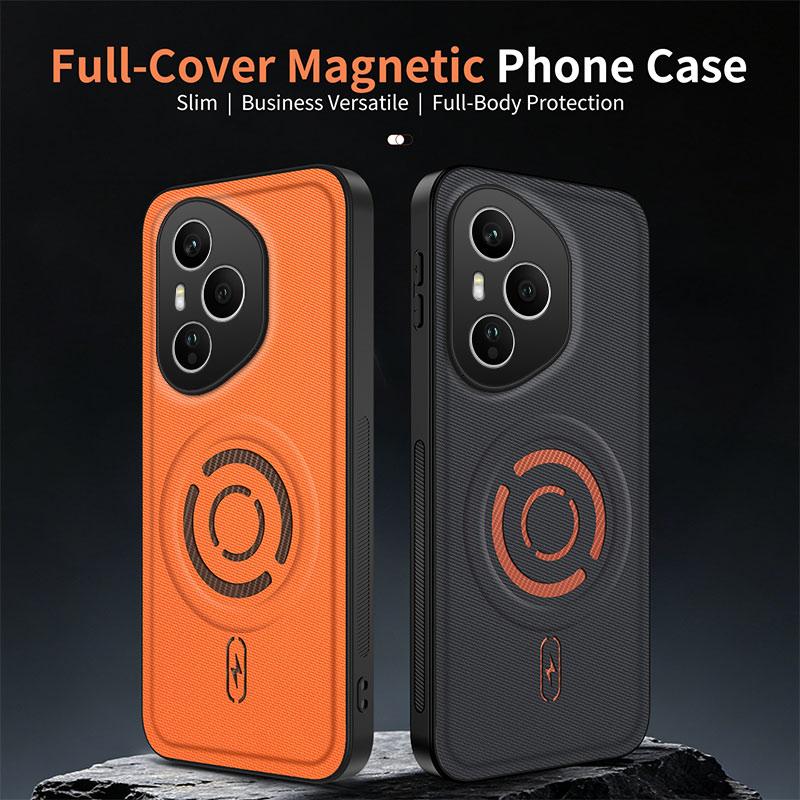 For Honor 400 Pro Global 160.8mm WANLONFENG Tech Fabric Texture Magnetic PC Hybrid TPU Phone Case - Black - EDA009908804B