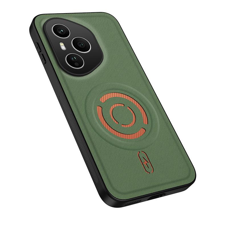 For Honor 400 Pro Global 160.8mm WANLONFENG Tech Fabric Texture Magnetic PC Hybrid TPU Phone Case - Green - EDA009908804E