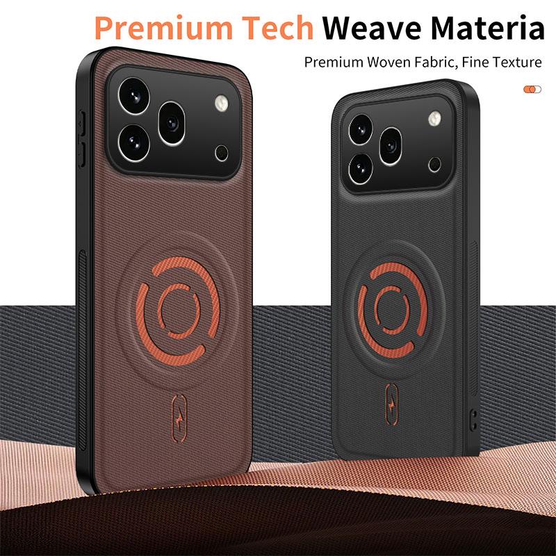 For Honor 600 Pro Global WANLONFENG Tech Fabric Texture Magnetic PC Hybrid TPU Phone Case - Black - EDA009908805B