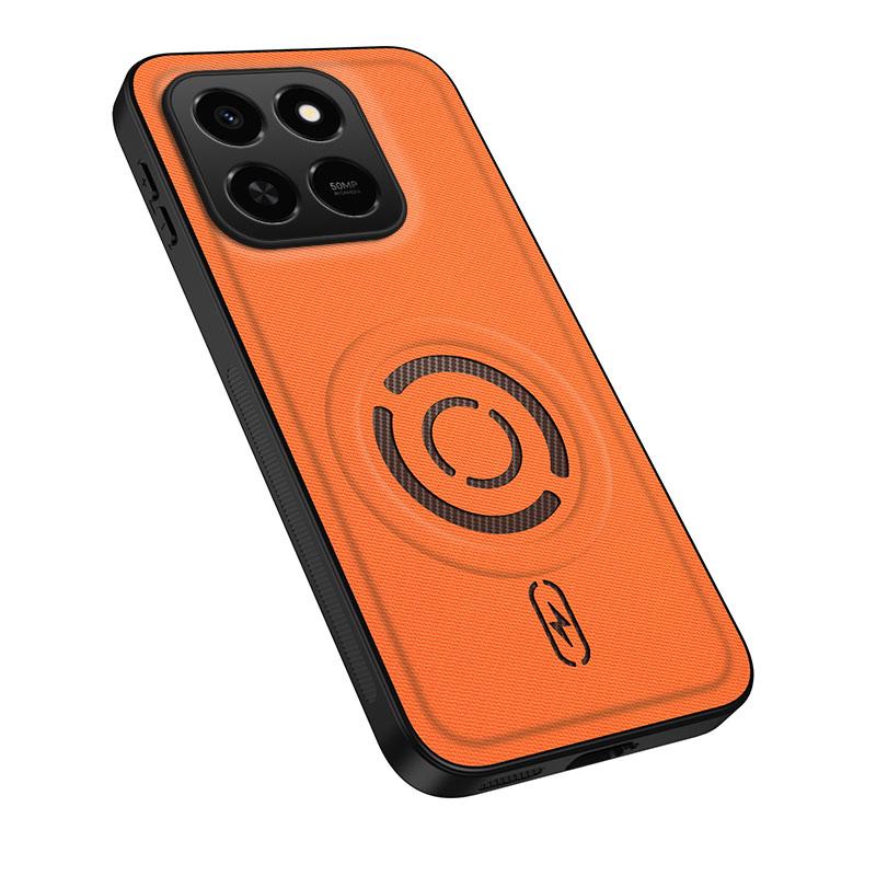 For Honor 400 Smart 5G / X7d 4G WANLONFENG Tech Fabric Texture Magnetic PC Hybrid TPU Phone Case(Orange)