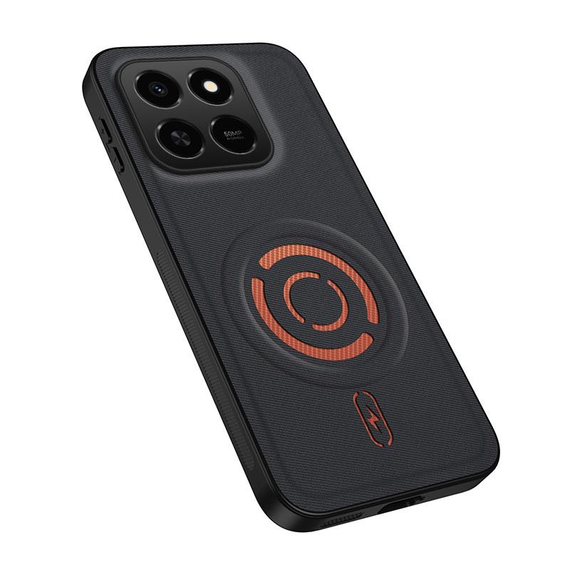 For Honor 400 Smart 5G / X7d 4G WANLONFENG Tech Fabric Texture Magnetic PC Hybrid TPU Phone Case(Black)