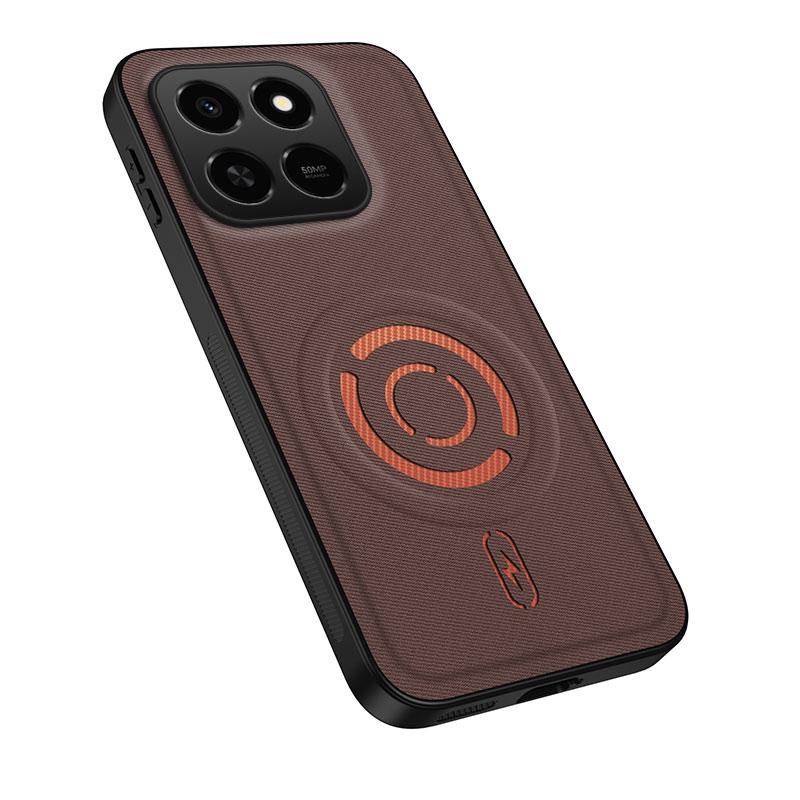 For Honor 400 Smart 5G / X7d 4G WANLONFENG Tech Fabric Texture Magnetic PC Hybrid TPU Phone Case(Coffee)