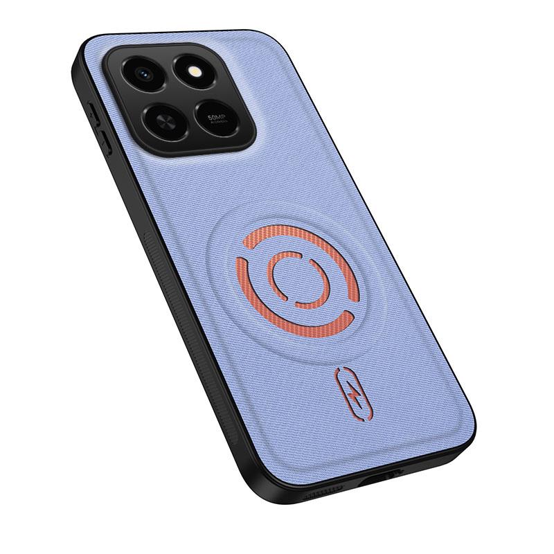 For Honor 400 Smart 5G / X7d 4G WANLONFENG Tech Fabric Texture Magnetic PC Hybrid TPU Phone Case(Blue)