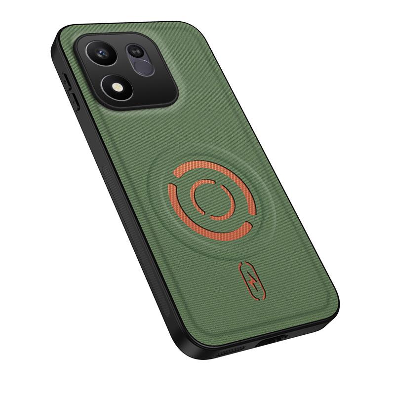 For Honor 600 Smart 5G WANLONFENG Tech Fabric Texture Magnetic PC Hybrid TPU Phone Case - Green - EDA009908809E