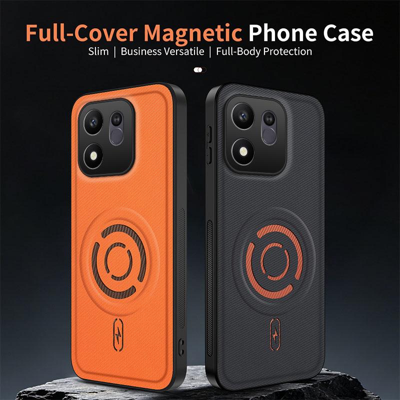 For Honor 600 Smart 5G WANLONFENG Tech Fabric Texture Magnetic PC Hybrid TPU Phone Case - Green - EDA009908809E