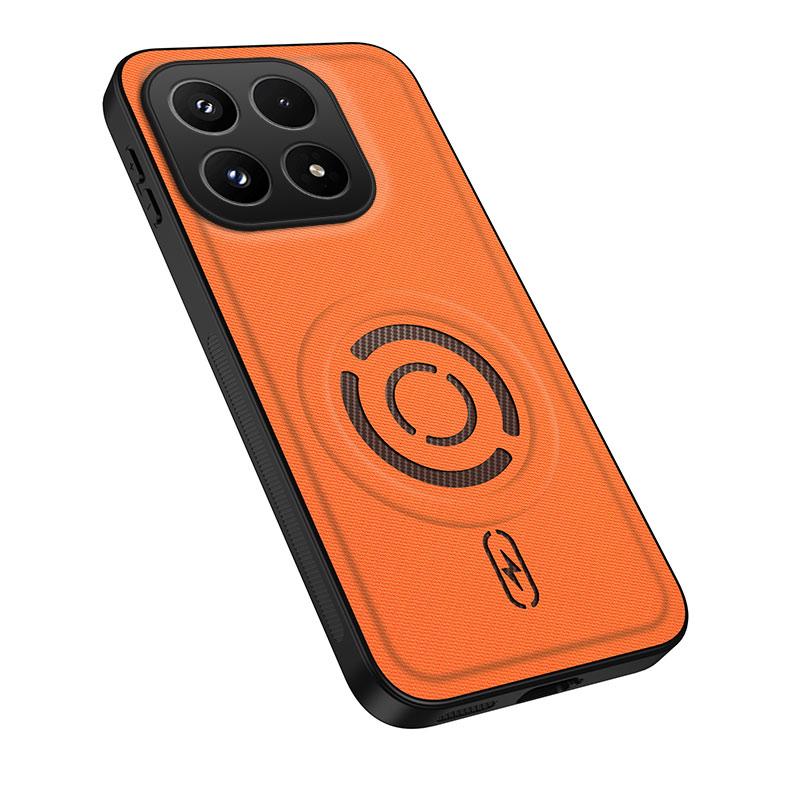 For Xiaomi 17 5G WANLONFENG Tech Fabric Texture Magnetic PC Hybrid TPU Phone Case(Orange)