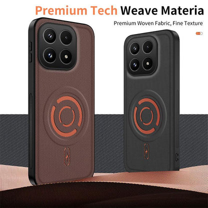 For Xiaomi 17 5G WANLONFENG Tech Fabric Texture Magnetic PC Hybrid TPU Phone Case(Orange)