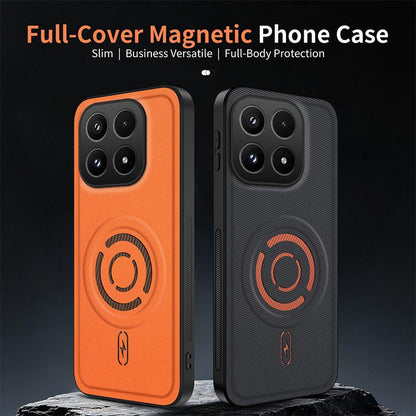 For Xiaomi 17 5G WANLONFENG Tech Fabric Texture Magnetic PC Hybrid TPU Phone Case(Orange)