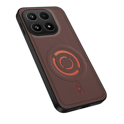 For Xiaomi 17 5G WANLONFENG Tech Fabric Texture Magnetic PC Hybrid TPU Phone Case(Coffee)