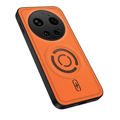 For Xiaomi 17 Ultra 5G WANLONFENG Tech Fabric Texture Magnetic PC Hybrid TPU Phone Case(Orange)