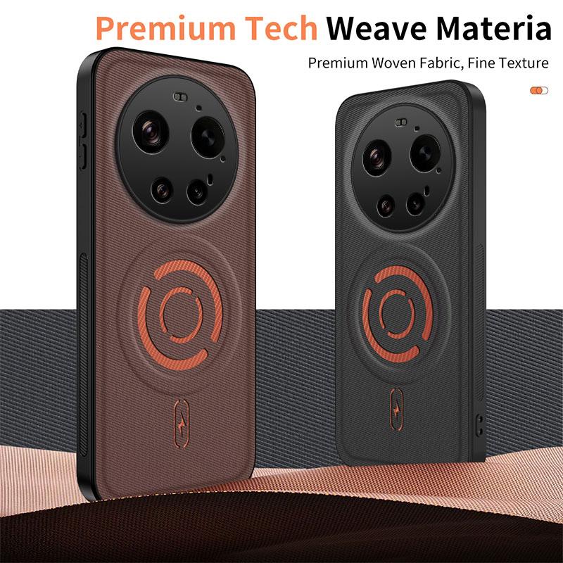For Xiaomi 17 Ultra 5G WANLONFENG Tech Fabric Texture Magnetic PC Hybrid TPU Phone Case(Orange)