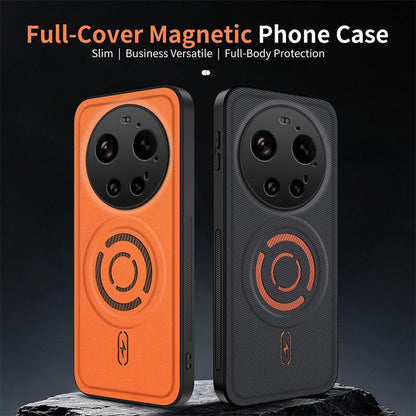 For Xiaomi 17 Ultra 5G WANLONFENG Tech Fabric Texture Magnetic PC Hybrid TPU Phone Case(Orange)