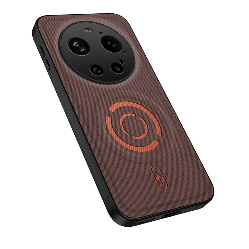 For Xiaomi 17 Ultra 5G WANLONFENG Tech Fabric Texture Magnetic PC Hybrid TPU Phone Case(Coffee)