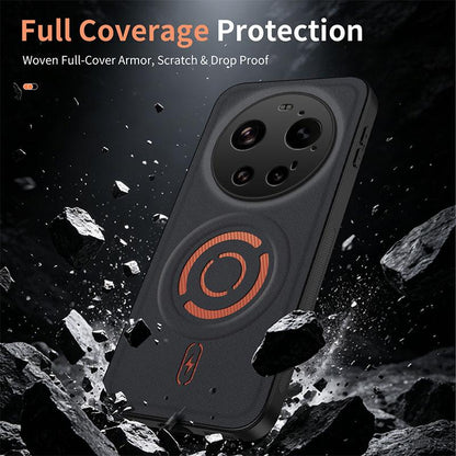 For Xiaomi 17 Ultra 5G WANLONFENG Tech Fabric Texture Magnetic PC Hybrid TPU Phone Case(Coffee)
