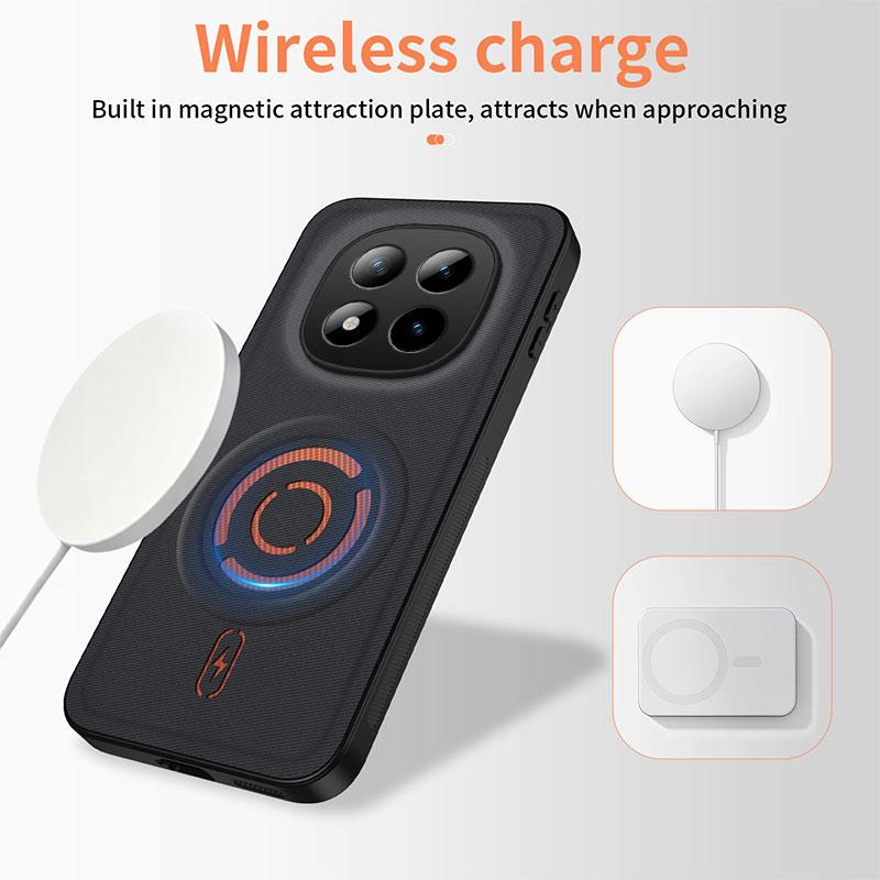 For Redmi Note 15 Pro+ 5G Global 163.3mm WANLONFENG Tech Fabric Texture Magnetic PC Hybrid TPU Phone Case - Orange - EDA009909203A