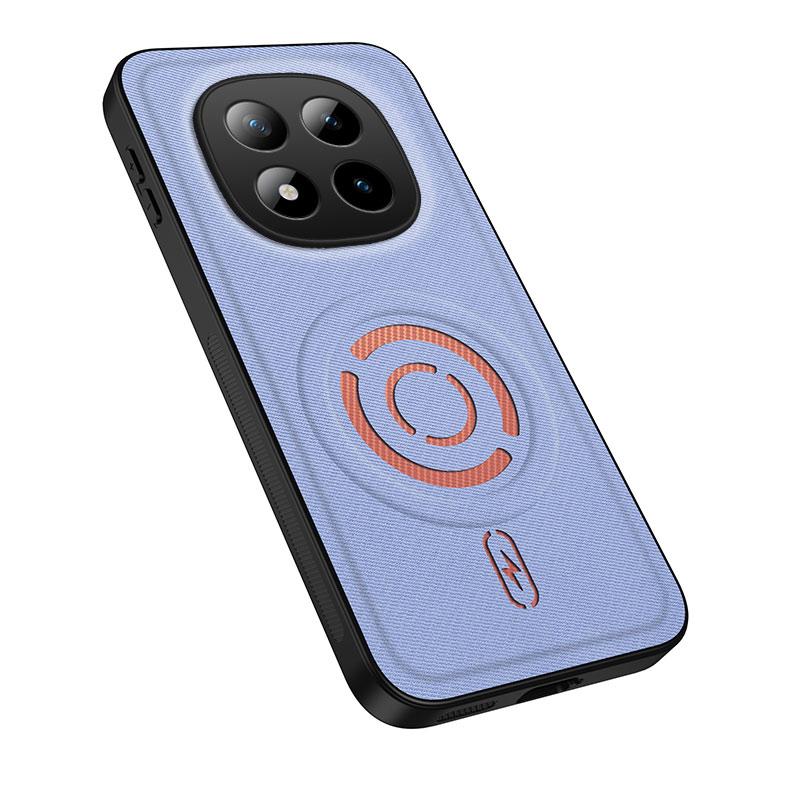 For Redmi Note 15 Pro+ 5G Global 163.3mm WANLONFENG Tech Fabric Texture Magnetic PC Hybrid TPU Phone Case - Blue - EDA009909203D