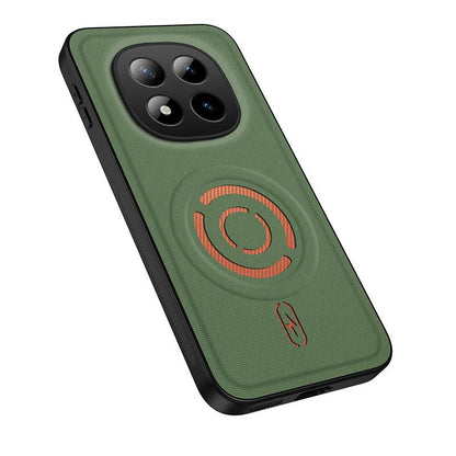 For Redmi Note 15 Pro+ 5G Global 163.3mm WANLONFENG Tech Fabric Texture Magnetic PC Hybrid TPU Phone Case - Green - EDA009909203E