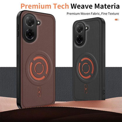 For Redmi A5 4G 171.7mm WANLONFENG Tech Fabric Texture Magnetic PC Hybrid TPU Phone Case(Black)