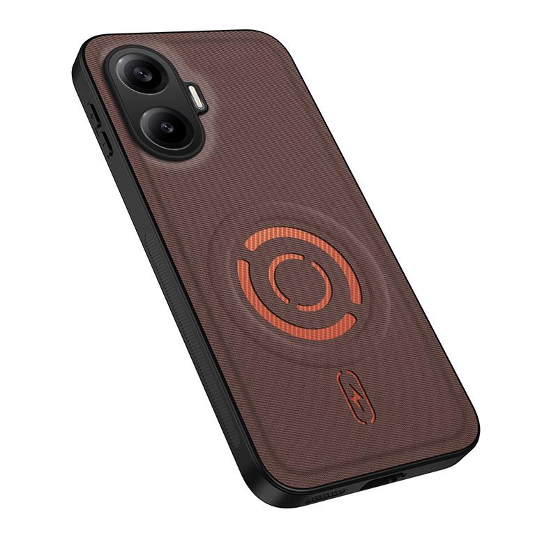 For Redmi Turbo 4 Pro WANLONFENG Tech Fabric Texture Magnetic PC Hybrid TPU Phone Case(Coffee)