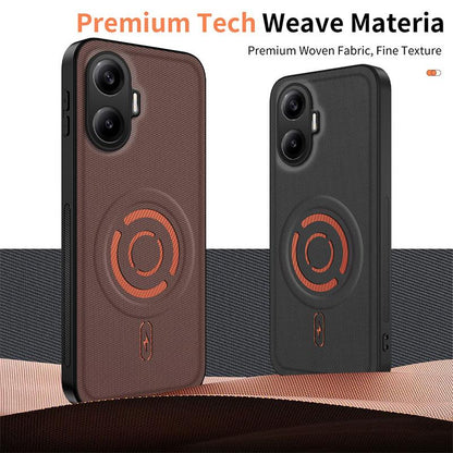 For Redmi Turbo 4 Pro WANLONFENG Tech Fabric Texture Magnetic PC Hybrid TPU Phone Case(Coffee)