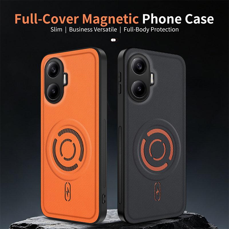 For Redmi Turbo 4 Pro WANLONFENG Tech Fabric Texture Magnetic PC Hybrid TPU Phone Case(Coffee)