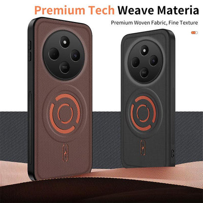 For Redmi 14C 4G WANLONFENG Tech Fabric Texture Magnetic PC Hybrid TPU Phone Case - Blue - EDA009909208D