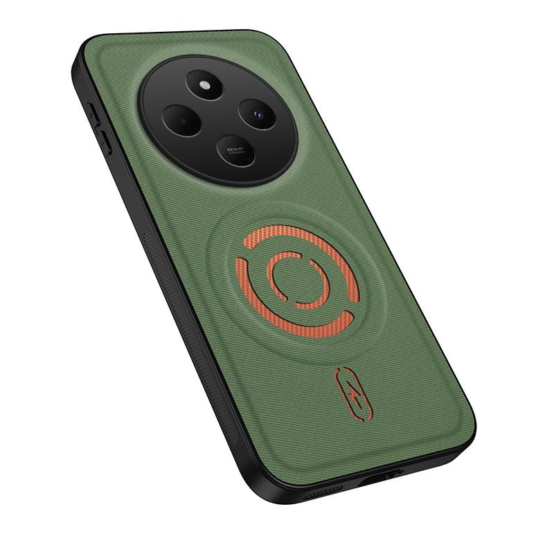 For Redmi 14C 4G WANLONFENG Tech Fabric Texture Magnetic PC Hybrid TPU Phone Case - Green - EDA009909208E