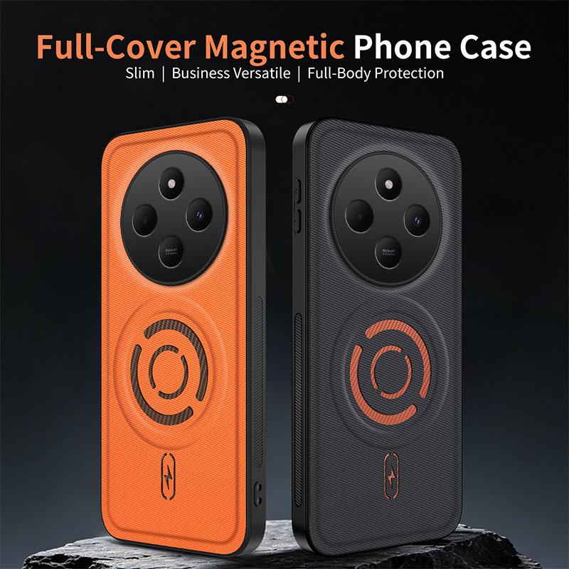 For Redmi 14C 4G WANLONFENG Tech Fabric Texture Magnetic PC Hybrid TPU Phone Case - Green - EDA009909208E