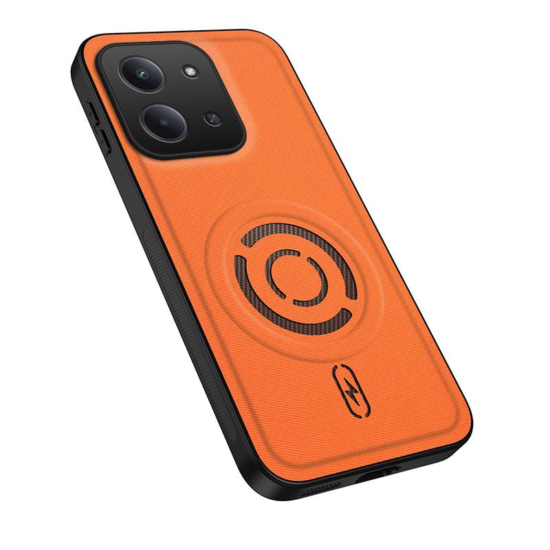 For Redmi 15C 5G / 4G Global 171mm WANLONFENG Tech Fabric Texture Magnetic PC Hybrid TPU Phone Case - Orange - EDA009909209A