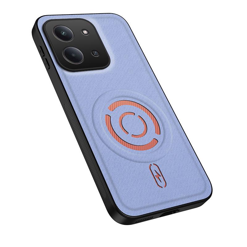 For Redmi 15C 5G / 4G Global 171mm WANLONFENG Tech Fabric Texture Magnetic PC Hybrid TPU Phone Case - Blue - EDA009909209D