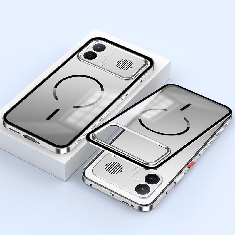 For Redmi K90 Max / K90 Ultra Single-sided Snap Buckle Metal Frame Frosted MagSafe Phone Case(Silver)