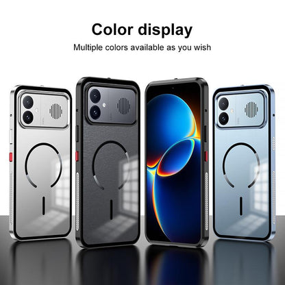 For Redmi K90 Max / K90 Ultra Single-sided Snap Buckle Metal Frame Frosted MagSafe Phone Case(Silver)