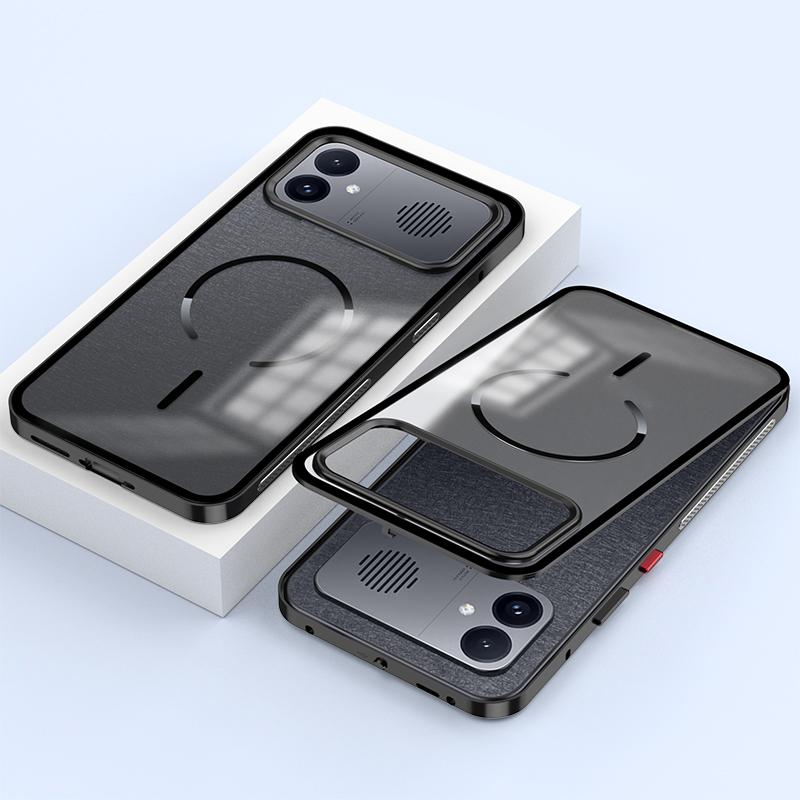 For Redmi K90 Max / K90 Ultra Single-sided Snap Buckle Metal Frame Frosted MagSafe Phone Case(Black)