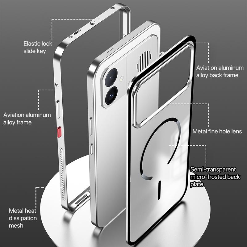For Redmi K90 Max / K90 Ultra Single-sided Snap Buckle Metal Frame Frosted MagSafe Phone Case(Black)