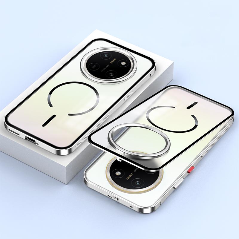 For Honor X80 Pro Max 5G Single-sided Snap Buckle Metal Frame Frosted MagSafe Phone Case - Silver - EDA009913001A