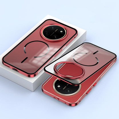 For Honor X80 Pro Max 5G Single-sided Snap Buckle Metal Frame Frosted MagSafe Phone Case - Red - EDA009913001B