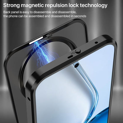 For Honor X80 Pro Max 5G Single-sided Snap Buckle Metal Frame Frosted MagSafe Phone Case - Black - EDA009913001C