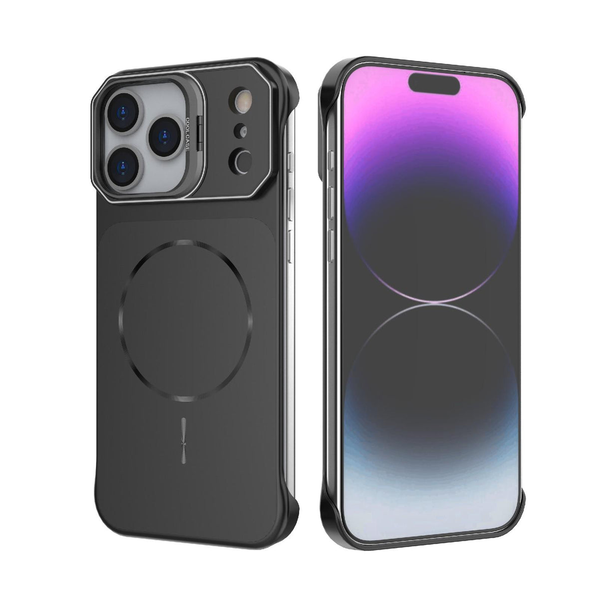 For iPhone 17 Pro Frameless Half-Wrapped PC Magnetic Phone Case - Black - EDA009914101A