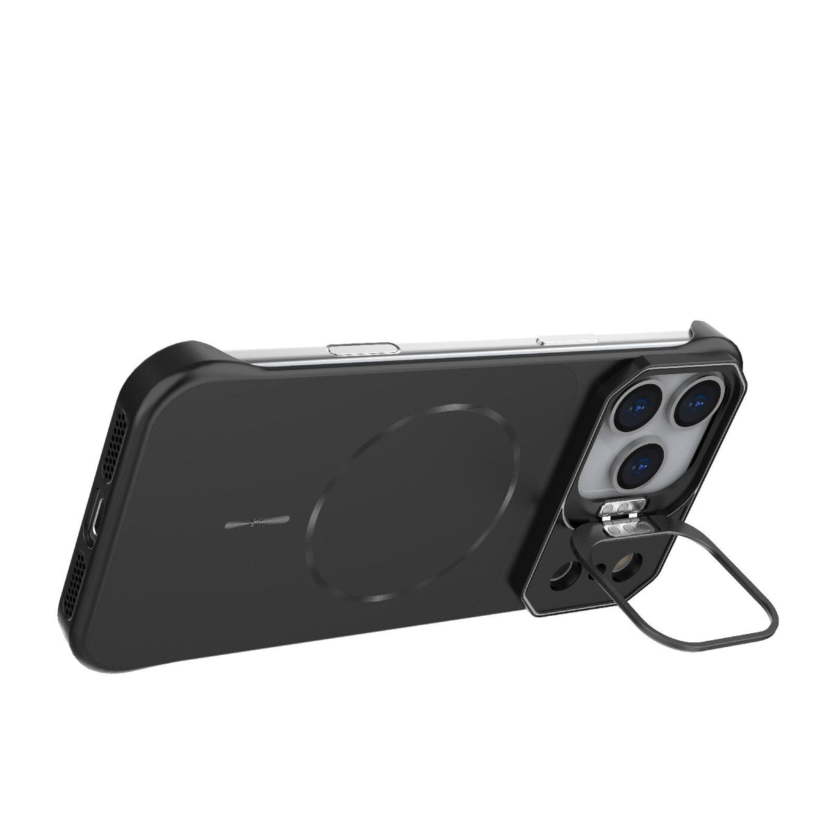 For iPhone 17 Pro Frameless Half-Wrapped PC Magnetic Phone Case - Black - EDA009914101A