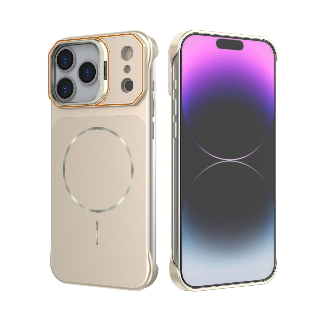 For iPhone 17 Pro Frameless Half-Wrapped PC Magnetic Phone Case - Rose Gold - EDA009914101B