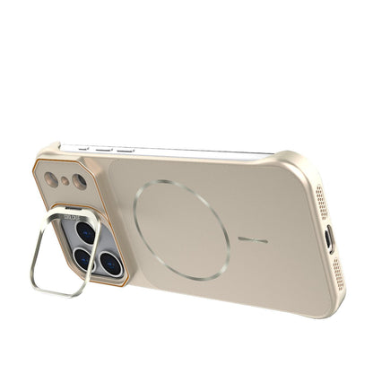 For iPhone 17 Pro Frameless Half-Wrapped PC Magnetic Phone Case - Rose Gold - EDA009914101B