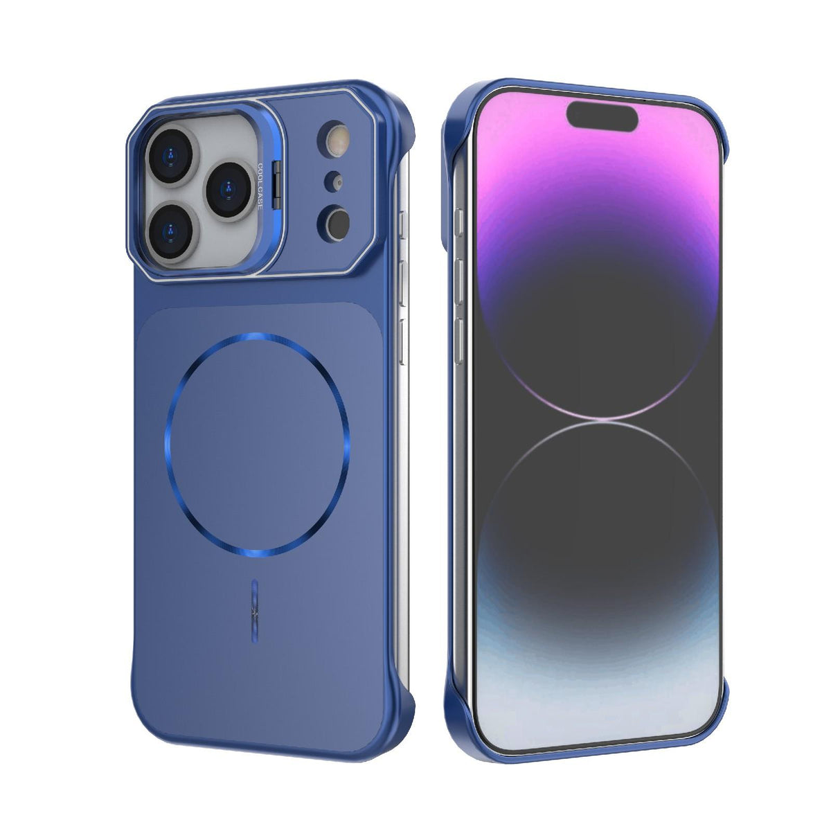 For iPhone 17 Pro Frameless Half-Wrapped PC Magnetic Phone Case - Blue - EDA009914101C